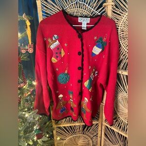 Vintage Christmas‎ grandma cardigan Sweater